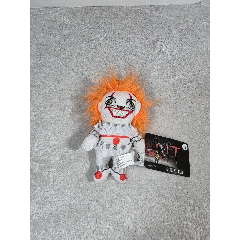 IT Pennywise 6 Inch Plush Clip Ruz Warner Bros Horror Movie Collectible NWT